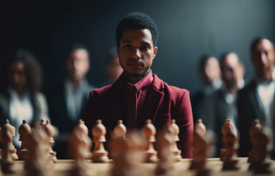 successful business team planning strategy chess board generated by ai scaled